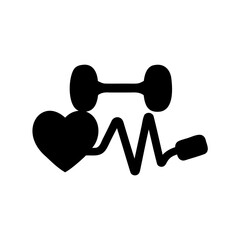 Symbol of Health, Fitness, and Wellness Heartbeat and Dumbbell Combination