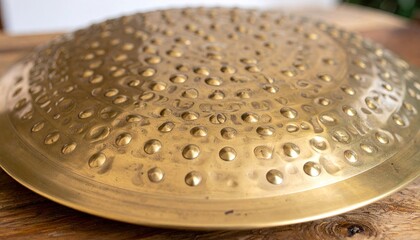 Hammered Brass Bowl with Dimples, Warm Golden Texture