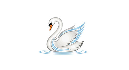 Elegant swan gracefully gliding on water, a symbol of beauty and purity for sophisticated designs and brand identities - perfect for luxury branding