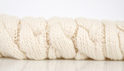 Cream Knitted Fabric Texture Close Up