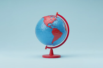 Global Warming Crisis: Minimalist 3D Earth Globe with Red Texture Symbolizing Climate Change and Pollution