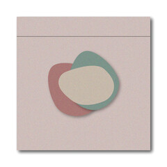 Abstract Minimalist Overlapping Organic Shapes Background with Dusty Rose and Muted Teal Colors