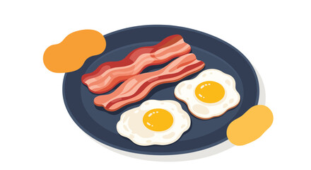 A plate of breakfast with fried eggs bacon and hash browns.