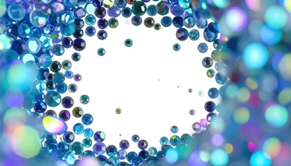 Scattered Blue Gems on White Background