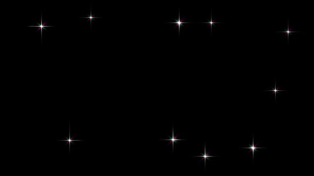 Twinkle Sparkling stars Shining animation on black screen, white cartoon blinking stars, flat vector doodle sparkle, Shining star animation, 2D shining twinkle effect on black screen background