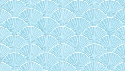 Seamless Scallop Wave Pattern Light Blue Pastel Background