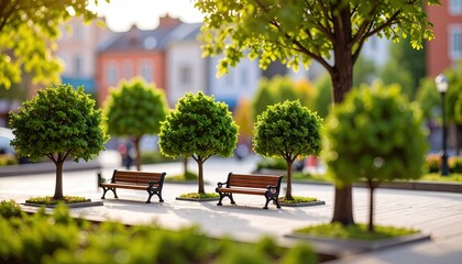 Obraz premium Miniature City Park in Sunny Afternoon