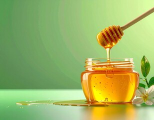 Isolated honey on green screen background