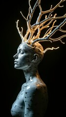 The character statue of the tree headdress