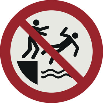 Simbolo di divieto spingere le persone in acqua , simbolo P062