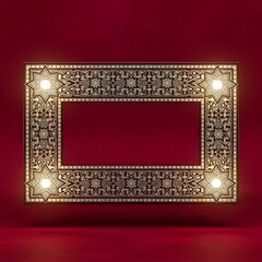 Ornate Decorative Frame with Intricate Starburst Design and Illuminated Lights.
