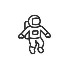 Astronaut, linear icon. Space explorer in suit and helmet. Line with editable stroke.