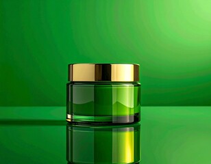 Isolated minimalist skincare jar on green screen background