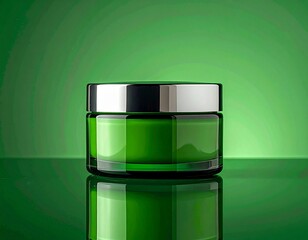 Isolated minimalist skincare jar on green screen background