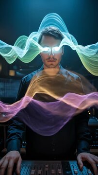 Sound Engineer Mixing Audio With Digital Effects in Recording Studio