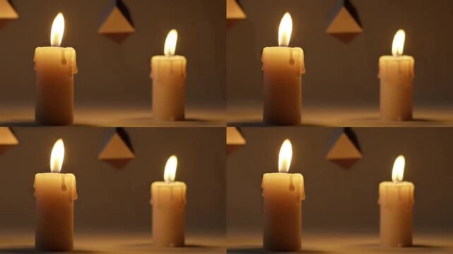 Illuminating Moments An Array of Flickering Candles on a Soft Backdrop