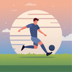 Naklejka premium icon Silhouette of soccer player kicking ball in mid-air action