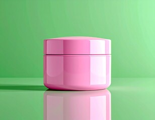 Isolated pink skincare jar on green screen background