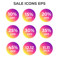 Vibrant Sale Icons - Discount Badges for Promotions.