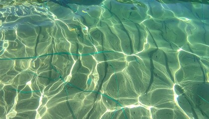 Abstract Underwater Texture with Cyan Lines and Bright Sunlight