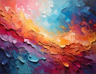 Textured abstract painting with vibrant strokes of mixed colors