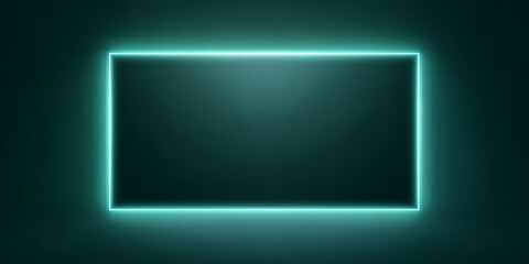 rectangular teal neon frame abstract background vector illustration
