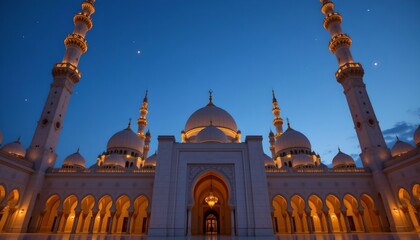 the grandeur of a mosque at night
