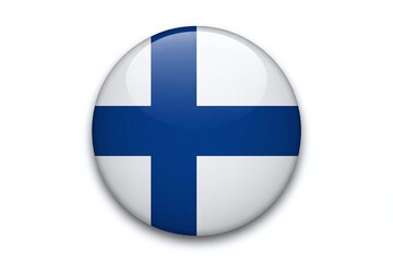 Obraz premium Finland National Flag Glossy Circular Button Icon with Shiny Reflection and Drop Shadow; Modern Web Design Element for Travel, Sports, and Country Symbols