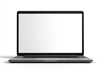Laptop with a blank, white screen isolated on white