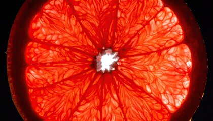 Backlit Grapefruit Slice Macro Photography