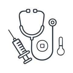 Medical Syringe and Doctor's Tools
