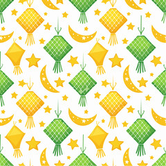 Ketupat, Ramadan, Eid al-Fitr, Lebaran, Crescent moon, Star, Islamic backgroud