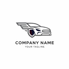 Fototapeta premium Modern car logo with shield and wings for company branding.