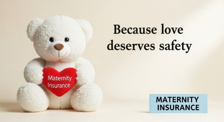 White Teddy Bear holding a Heart Symbolizing Maternity Insurance