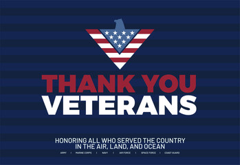 Veterans Day 2025 Poster - Thank You Veterans Bold Typography with Eagle Shaped American Flag. Best for Military Design, Honoring Services Member, Background, and Greeting. 