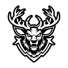 A glyph style icon showing a deer head