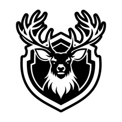 A solid style icon depicting a stag face