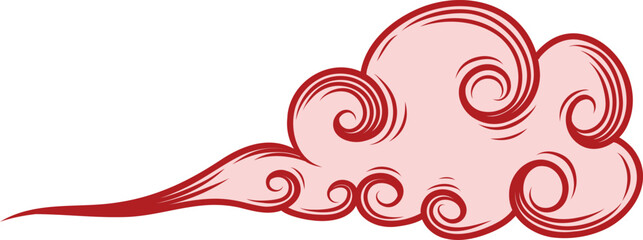 Fototapeta premium Chinese or Japanese red clouds. Oriental graphic decent modern with decorative Asian festival elements.