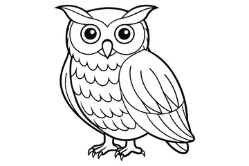 Fototapeta premium Owl Line Art Illustration for Coloring and Wildlife Education