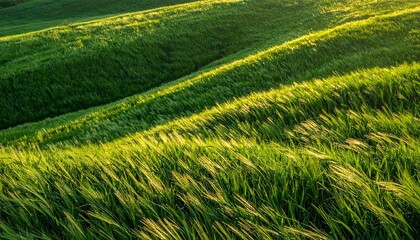 Obraz premium Rolling Green Hills at Sunset A Serene Landscape with Gentle Wind.