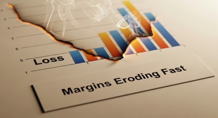 Burning chart illustrating financial decline and economic downturn