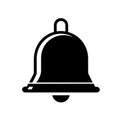 Illustration of a simple black notification bell icon on transparent background