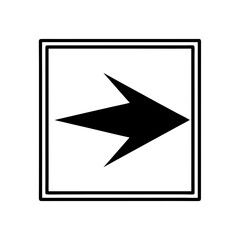 Black arrow pointing right inside a square frame on transparent background