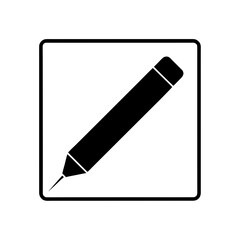 Black pencil icon inside a rounded square border on transparent background