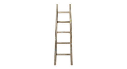 Rustic wooden ladder isolated on transparent background, a charming home decor piece