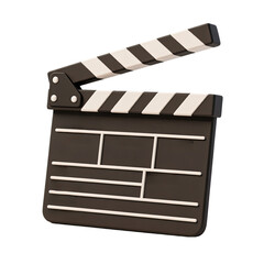 Fototapeta premium Classic film clapperboard for movie production isolated on transparent background