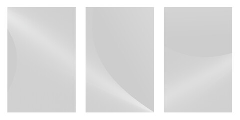 A set of three elegant abstract backgrounds featuring subtle grey and white gradients with flowing wave patterns and fine lines, ideal for modern design and digital projects.