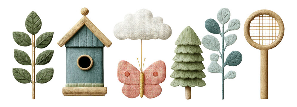 Decorative Elements Featuring Nature Inspired Shapes and Colors