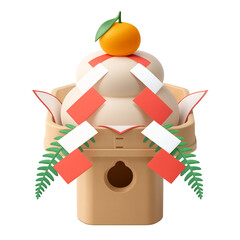 鏡餅 イラスト リアル 3D