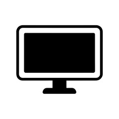 Illustration of a black desktop computer monitor on transparent background